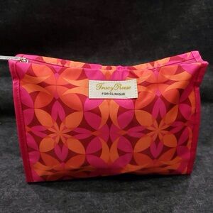 Tracy Reese for clinique Orange and Pink Geometric Cosmetic Bag 100% silk